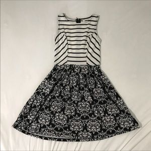 Stripe & Damask Skater Dress